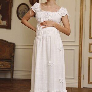 Nothing Fits But Linen Dress with Butterfly Applique